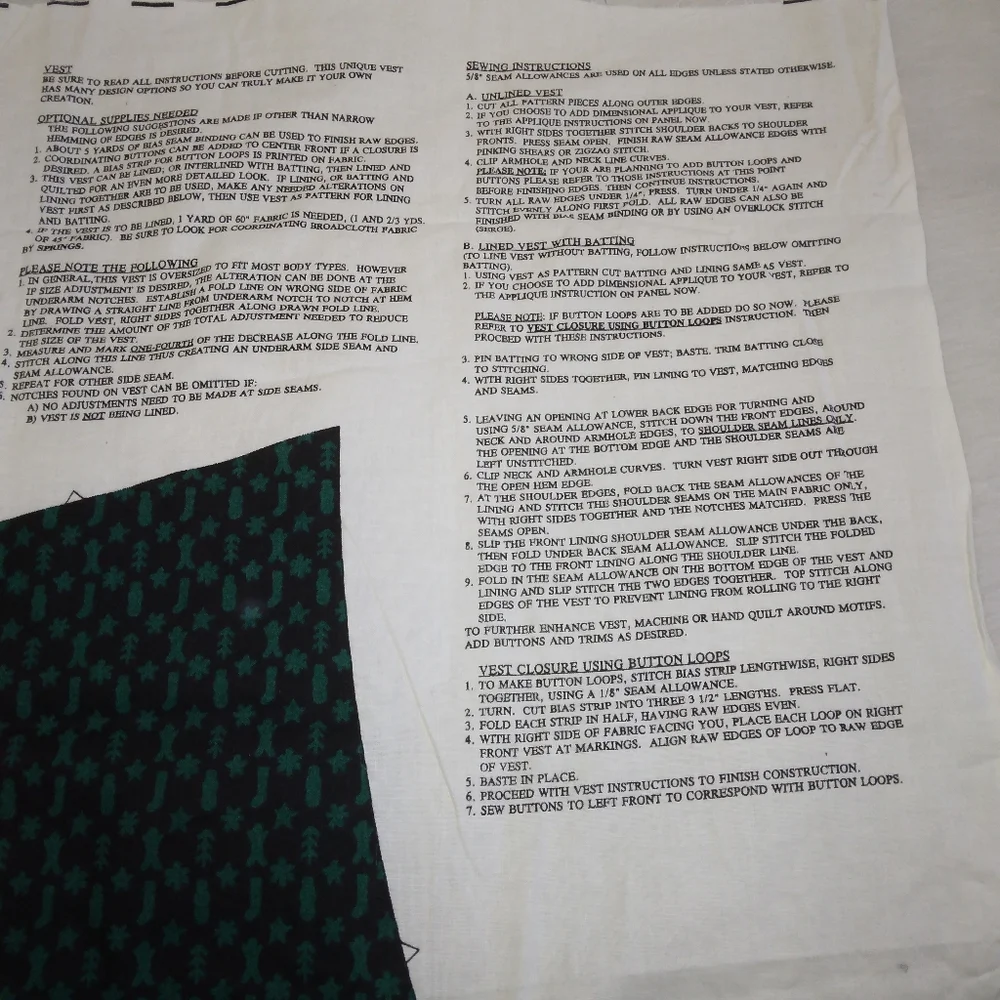 FABRIC Peace in the Country Christmas Vest panel, easy see and sew w/appliques
